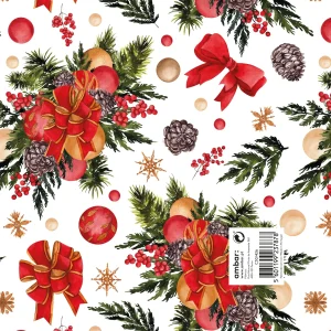 Resma de 25 Folhas de Papel Natal Classic Red Ribbon C30/426